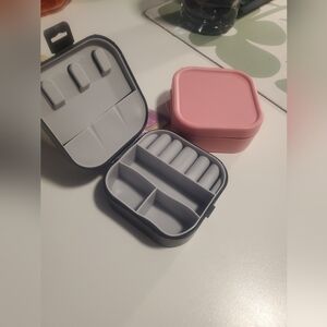 Set If 2 Black & Pink Square Jewelry Travel Cases NWT
